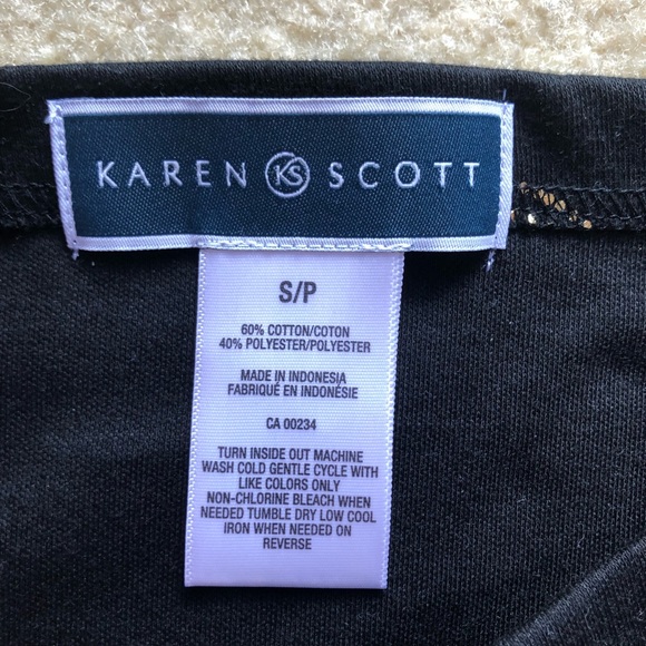 Karen Scott Black and Gold Floral Shirt - Picture 7 of 8